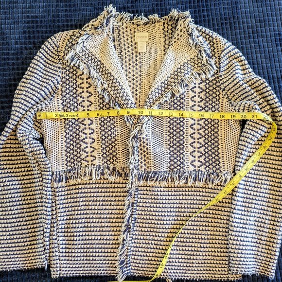 Chico’s cardigan wrap (no buttons) navy/cream Sz 1 (S) - Picture 6 of 9